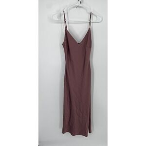 Dynamite Aimee Maxi Dress Womens XS Rose Taupe Satin Spaghetti Straps V-Neck NWT